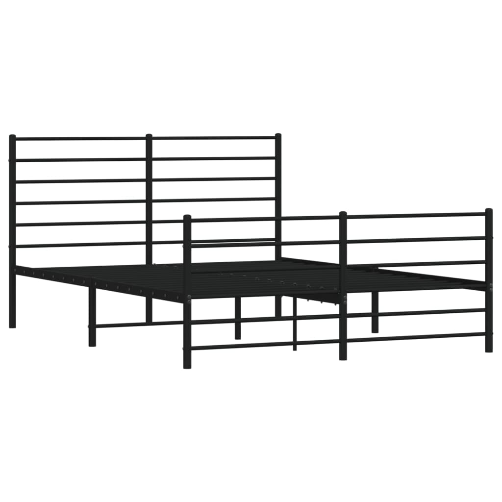 Black Metal Bed Frame with Footboard 120x190cm, Mattress Not Included