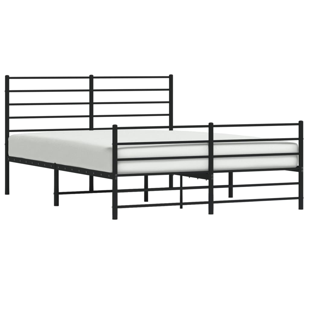 Black Metal Bed Frame with Footboard 120x190cm, Mattress Not Included