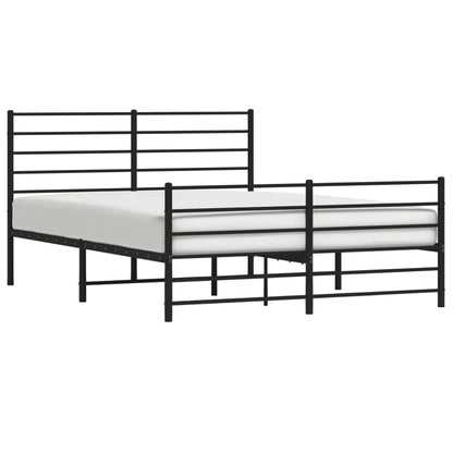 Black Metal Bed Frame with Footboard 120x190cm, Mattress Not Included