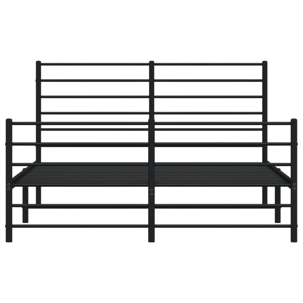 Black Metal Bed Frame with Footboard 120x190cm, Mattress Not Included