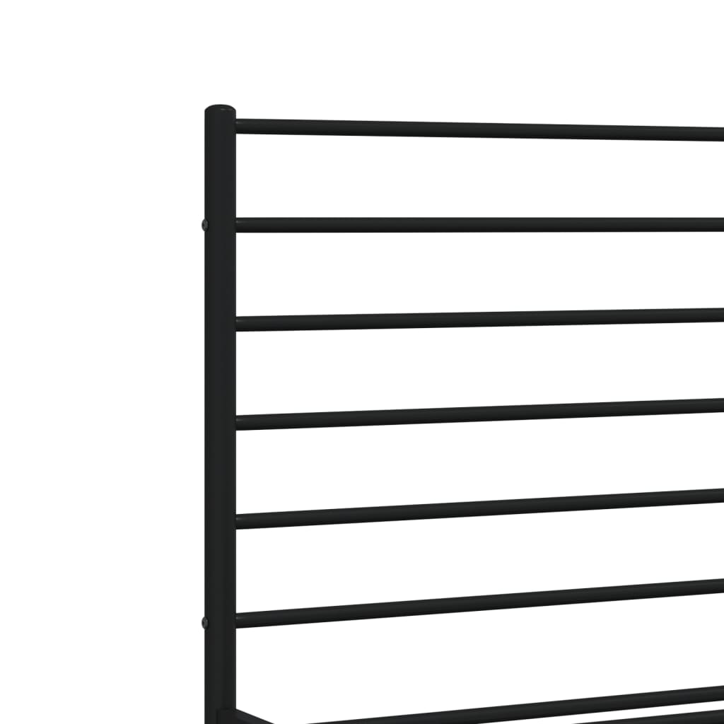 Black Metal Bed Frame with Footboard 120x190cm, Mattress Not Included