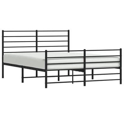 Elegant Black Metal Bed Frame with Footboard 120x200cm