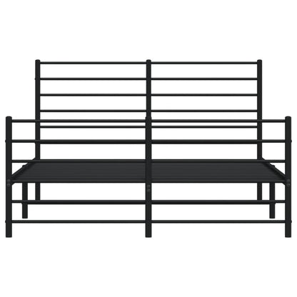 Elegant Black Metal Bed Frame with Footboard 120x200cm