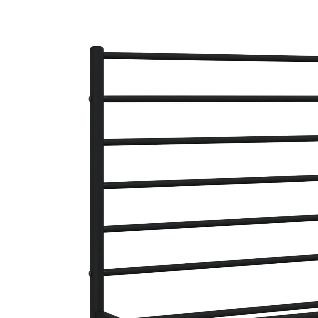 Elegant Black Metal Bed Frame with Footboard 120x200cm
