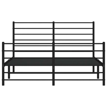 Stylish Black Metal Bed Frame with Footboard - 135x190 cm