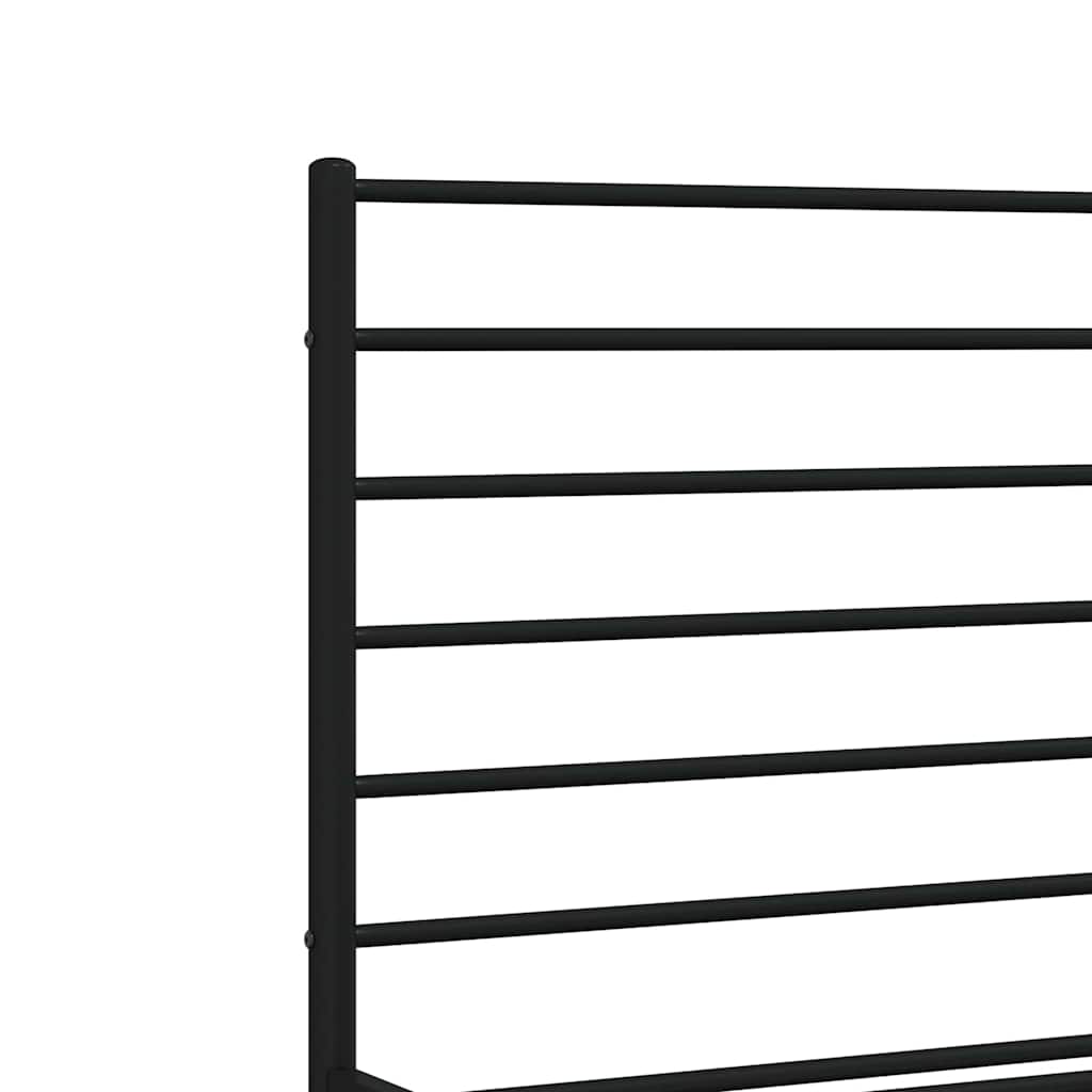 Stylish Black Metal Bed Frame with Footboard - 135x190 cm
