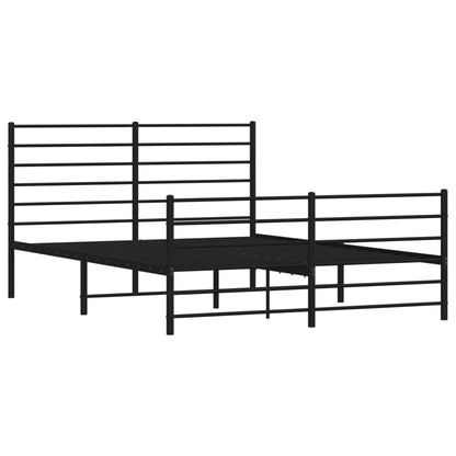 Sleek Black Metal Bed Frame with Footboard 140x190cm