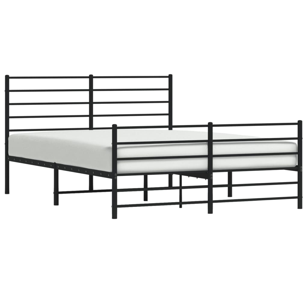 Sleek Black Metal Bed Frame with Footboard 140x190cm
