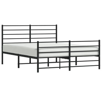 Sleek Black Metal Bed Frame with Footboard 140x190cm