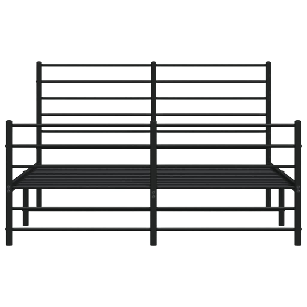 Sleek Black Metal Bed Frame with Footboard 140x190cm