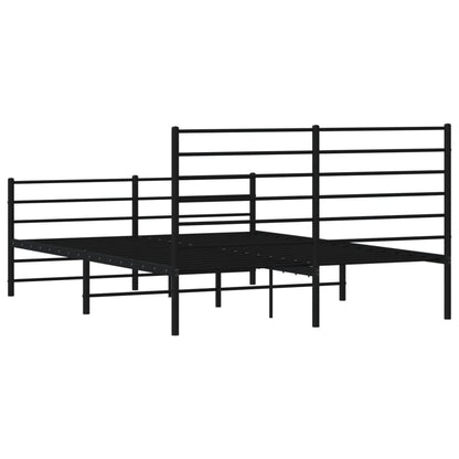 Sleek Black Metal Bed Frame with Footboard 140x190cm