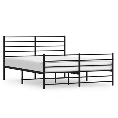 Sturdy Black Metal Bed Frame with Footboard - 150x200cm