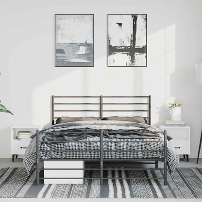 Sturdy Black Metal Bed Frame with Footboard - 150x200cm