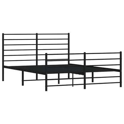 Sturdy Black Metal Bed Frame with Footboard - 150x200cm