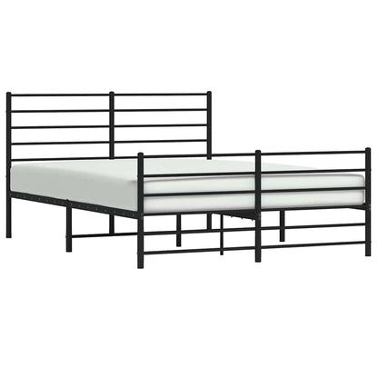 Sturdy Black Metal Bed Frame with Footboard - 150x200cm