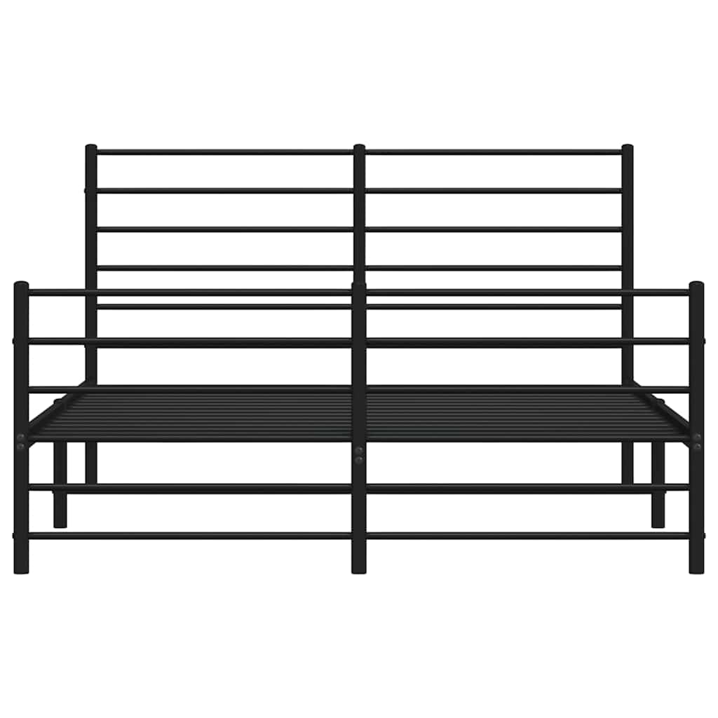 Sturdy Black Metal Bed Frame with Footboard - 150x200cm
