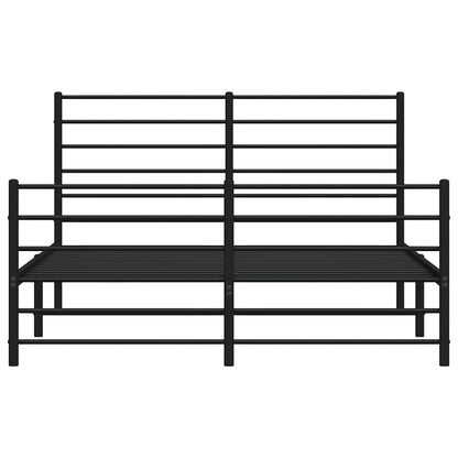 Sturdy Black Metal Bed Frame with Footboard - 150x200cm