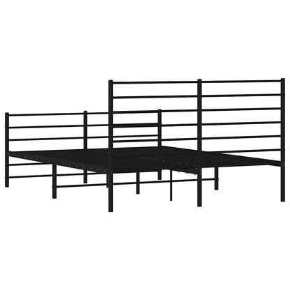 Sturdy Black Metal Bed Frame with Footboard - 150x200cm
