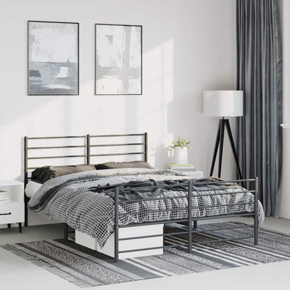 Sturdy Black Metal Bed Frame with Footboard - 150x200cm