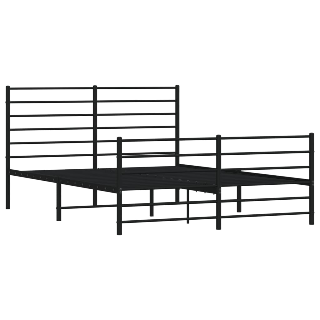 Black Metal Bed Frame with Footboard 160x200cm - Sturdy & Stylish