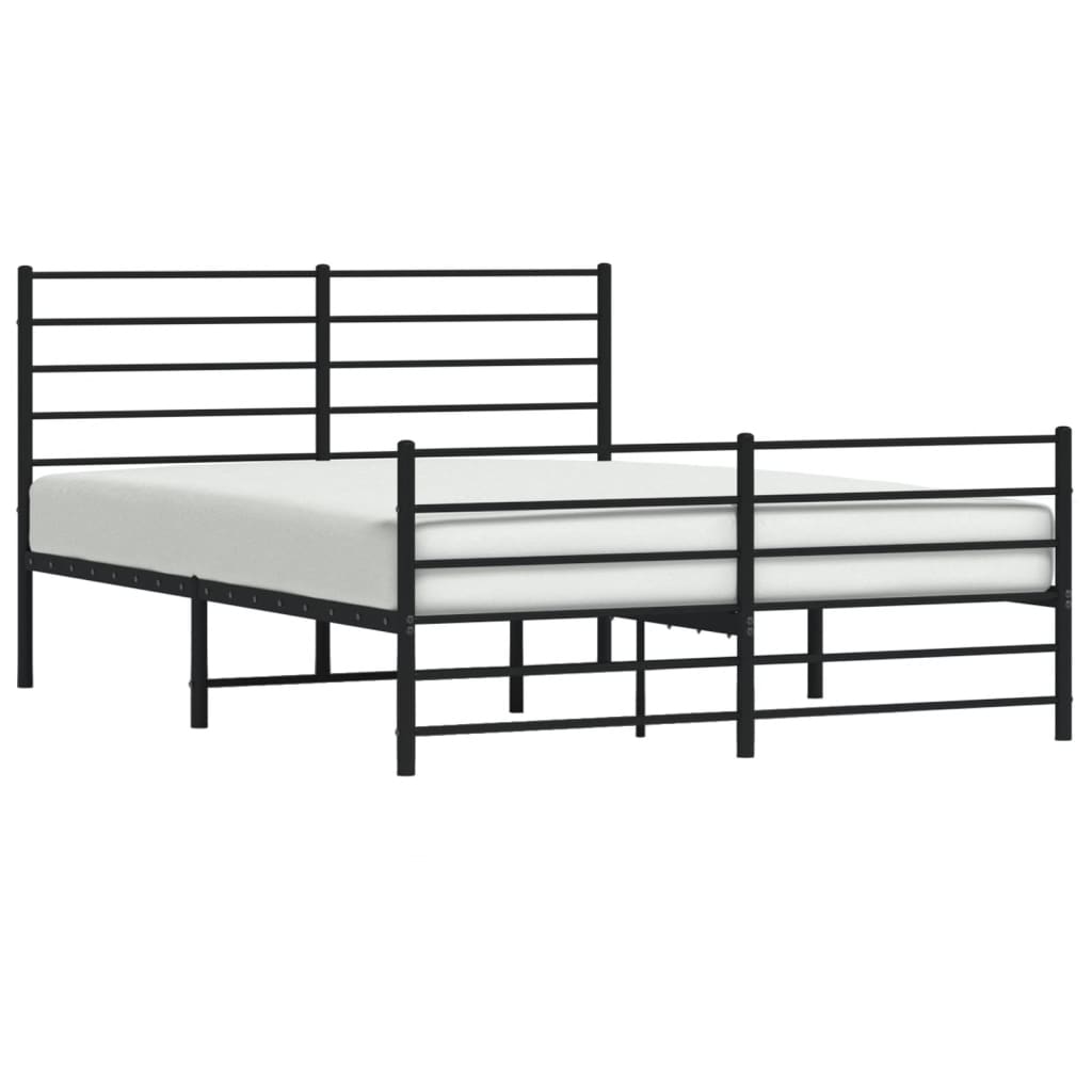 Black Metal Bed Frame with Footboard 160x200cm - Sturdy & Stylish