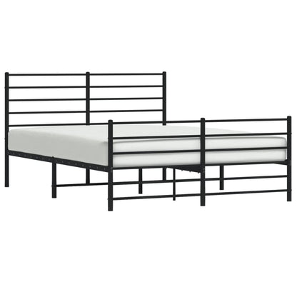 Black Metal Bed Frame with Footboard 160x200cm - Sturdy & Stylish