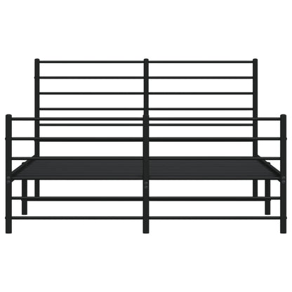 Black Metal Bed Frame with Footboard 160x200cm - Sturdy & Stylish