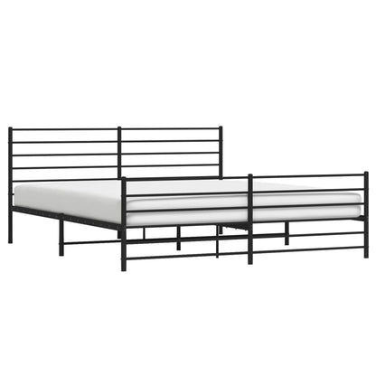 Black Metal Bed Frame with Footboard, 180x200cm, No Mattress