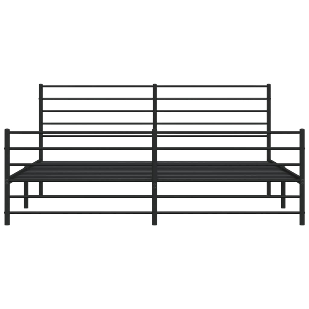 Black Metal Bed Frame with Footboard, 180x200cm, No Mattress
