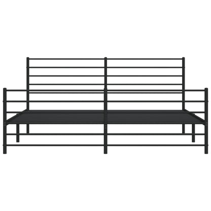 Black Metal Bed Frame with Footboard, 180x200cm, No Mattress