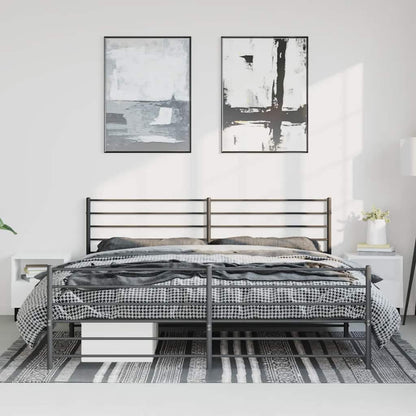 Sleek Black Metal Bed Frame with Footboard - 183x213cm