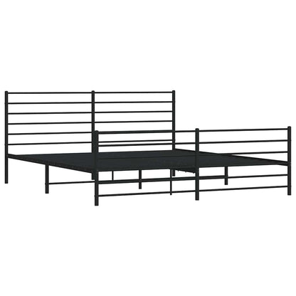 Sleek Black Metal Bed Frame with Footboard - 183x213cm