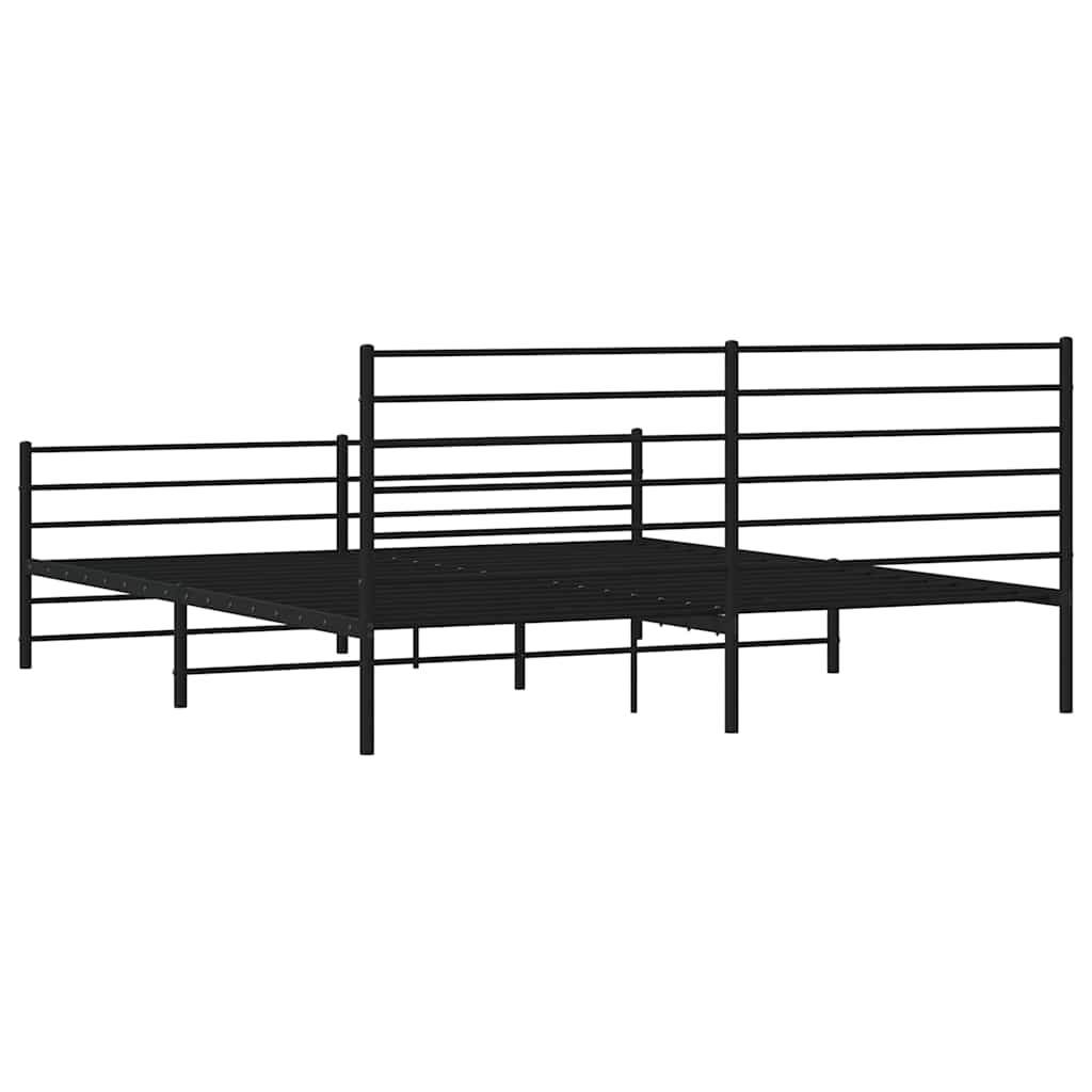Sleek Black Metal Bed Frame with Footboard - 183x213cm