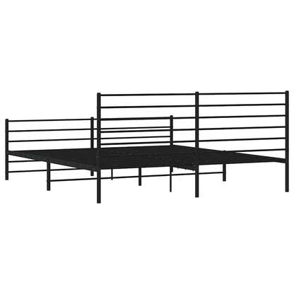 Sleek Black Metal Bed Frame with Footboard - 183x213cm