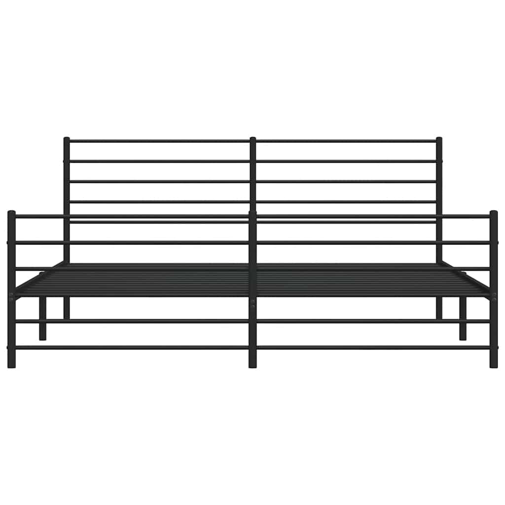 Metal Bed Frame without Mattress with Footboard Black 193x203cm