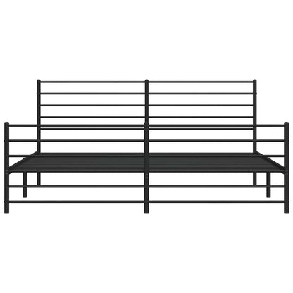 Metal Bed Frame without Mattress with Footboard Black 193x203cm