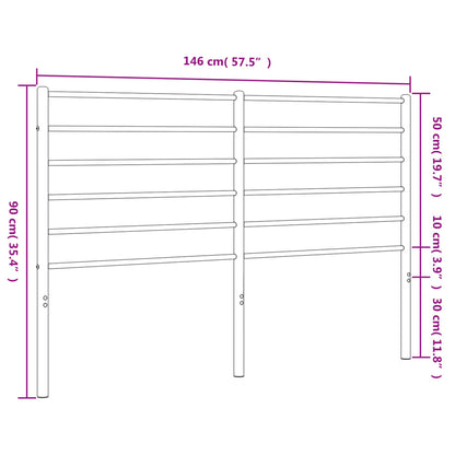 Sleek Black Metal Headboard - 140 cm Elegant Bedroom Addition