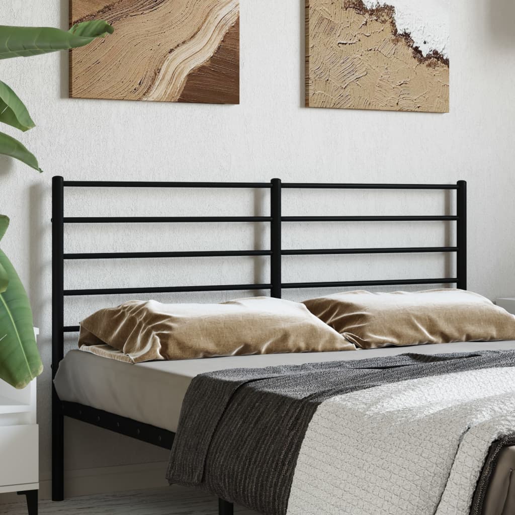 Sleek Black Metal Headboard - 140 cm Elegant Bedroom Addition