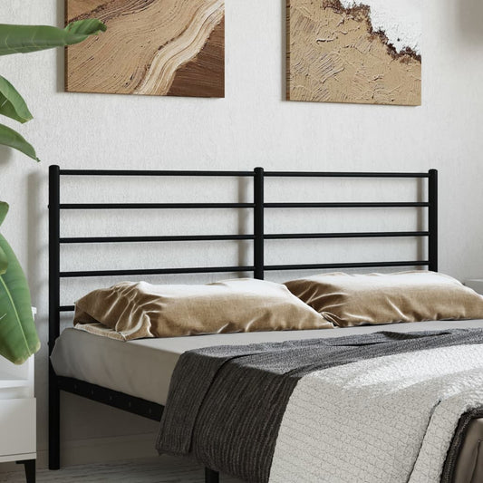 Sleek Black Metal Headboard - 140 cm Elegant Bedroom Addition