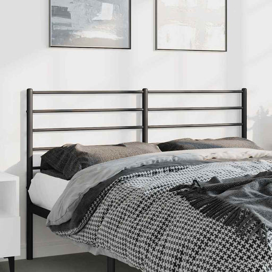 Sleek Black Metal Headboard 150 cm - Modern Bedroom Upgrade