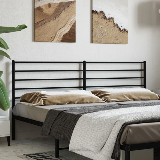 Sleek Black Metal Headboard - 200 cm Modern Bedroom Essential