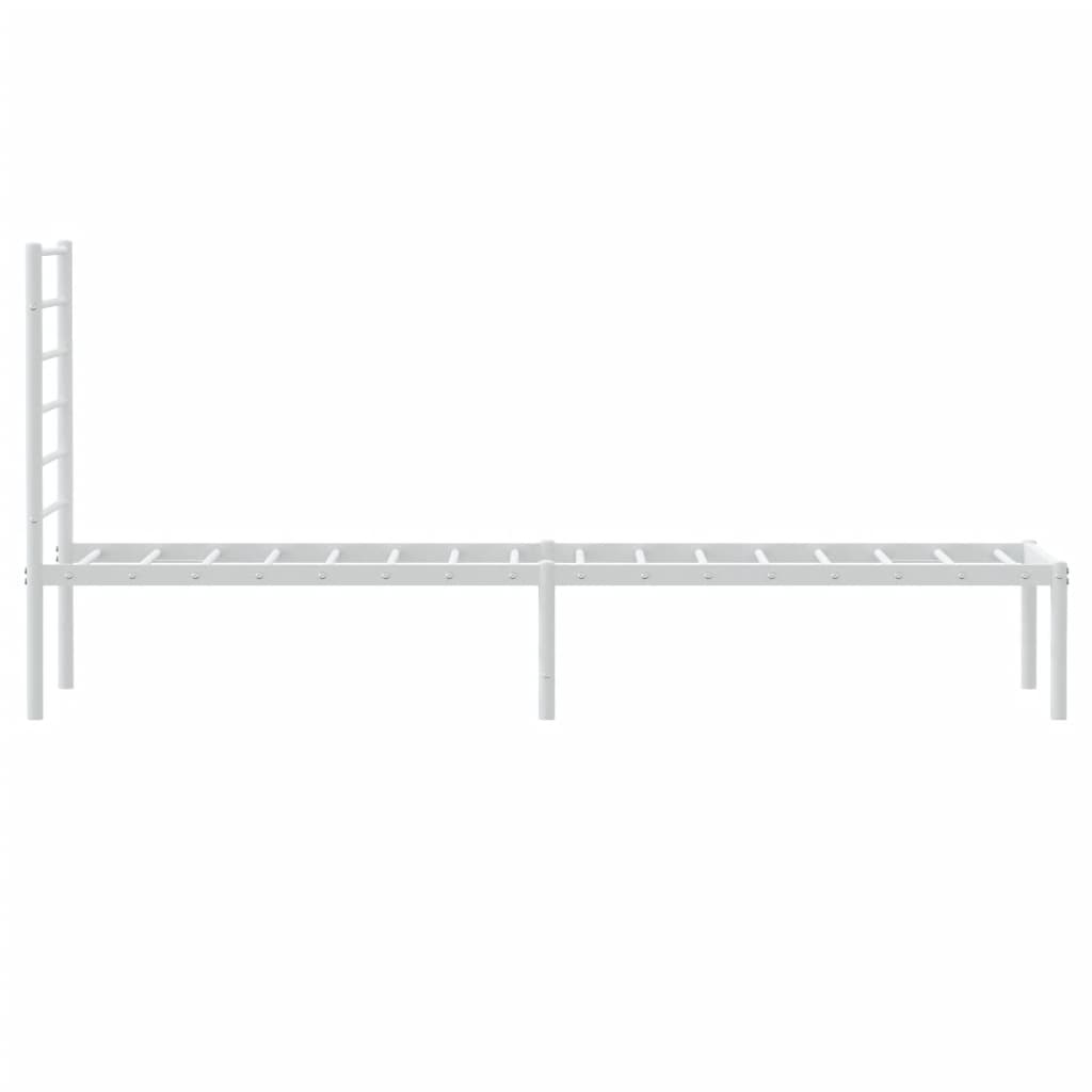 White Metal Bed Frame with Headboard, 75x190cm, No Mattress