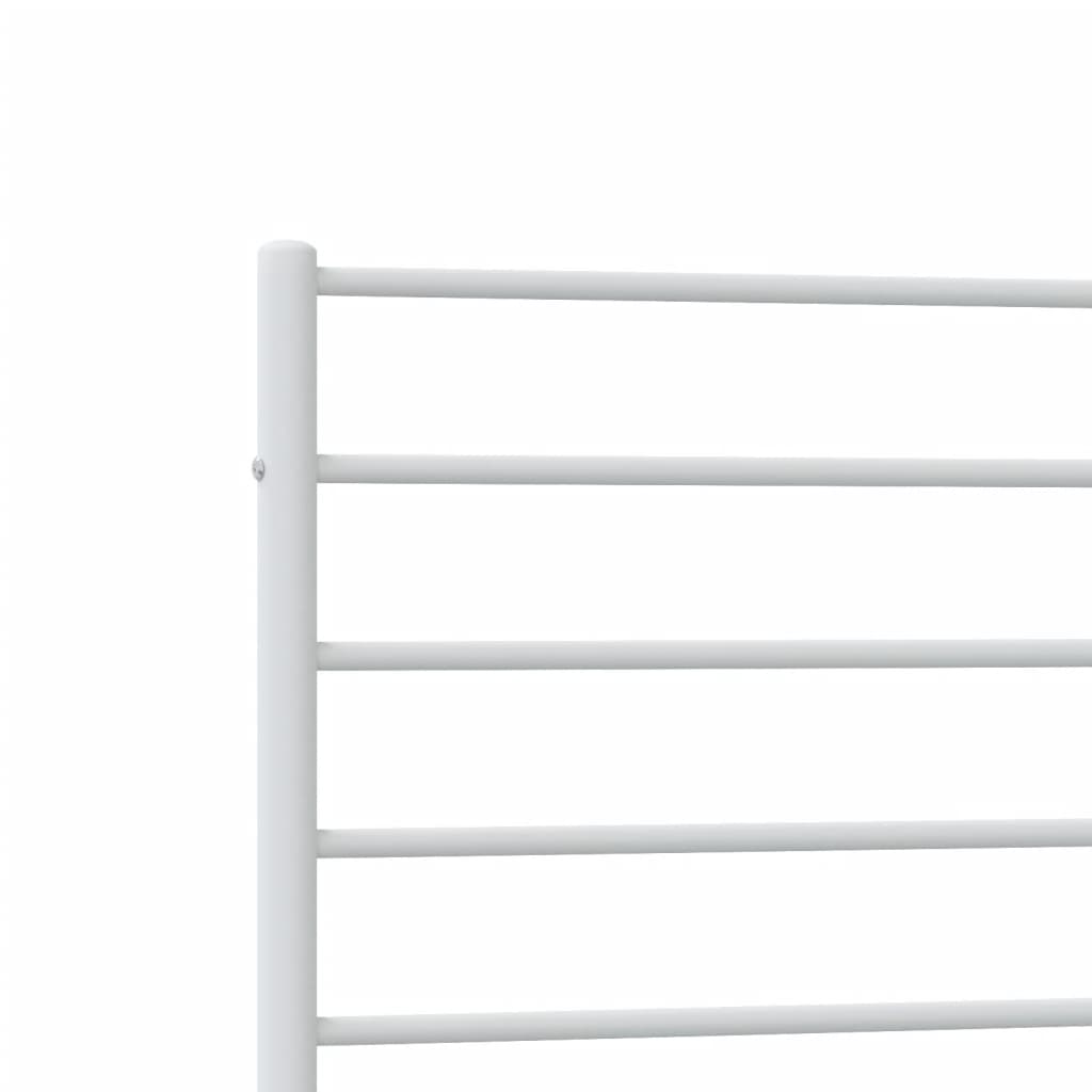 White Metal Bed Frame with Headboard, 75x190cm, No Mattress