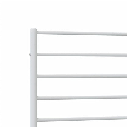 White Metal Bed Frame with Headboard, 75x190cm, No Mattress