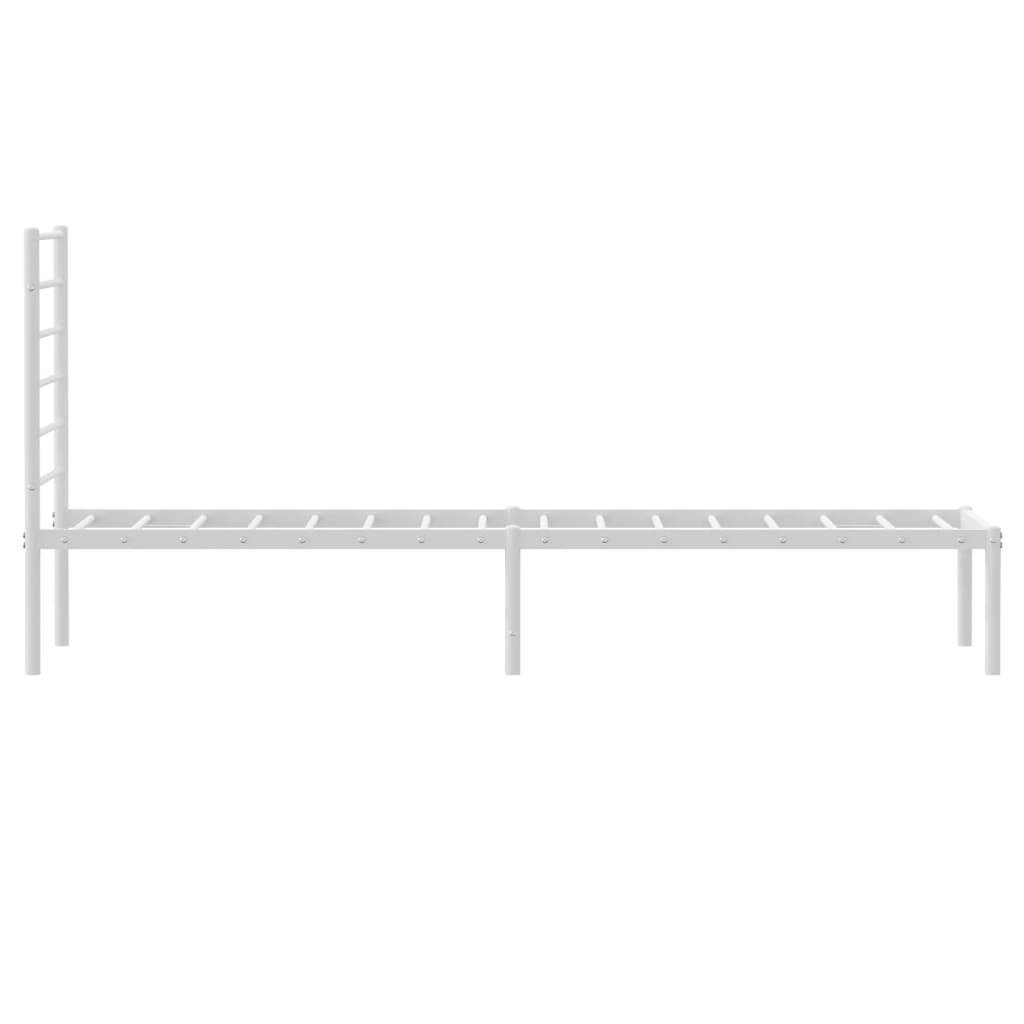 Sleek White Metal Bed Frame with Headboard, 80x200cm