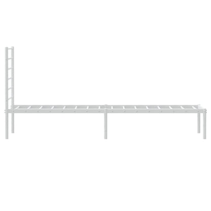 Sleek White Metal Bed Frame with Headboard, 80x200cm
