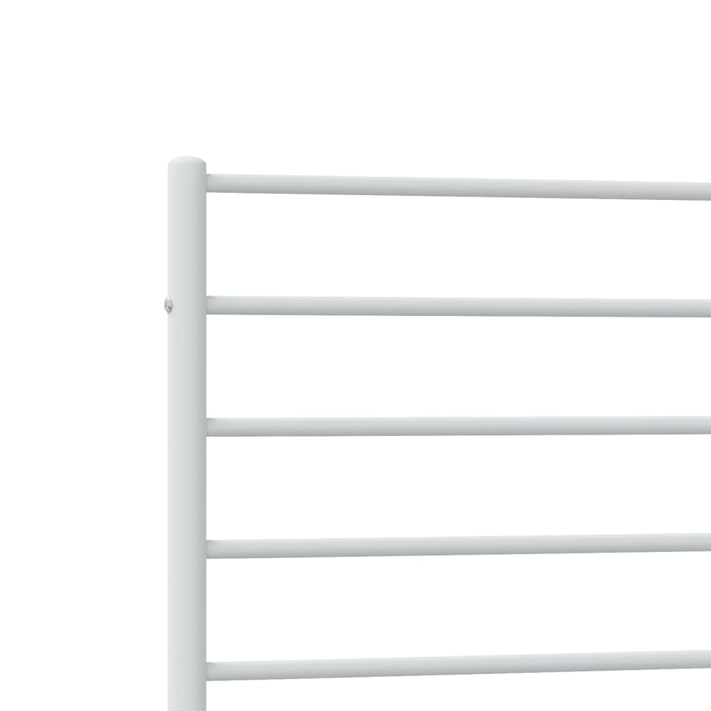 Sleek White Metal Bed Frame with Headboard, 80x200cm