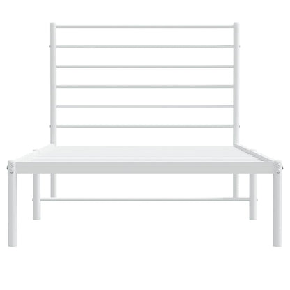 White Metal Bed Frame with Headboard, 100x200cm, No Mattress