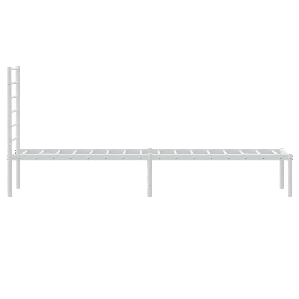 White Metal Bed Frame with Headboard, 100x200cm, No Mattress