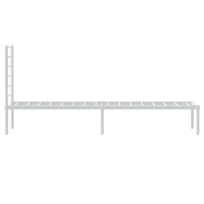 White Metal Bed Frame with Headboard, 100x200cm, No Mattress
